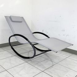 BRAND NEW $45 Outdoor Rocking Zero Gravity Chair Patio Lounge Chair Recline Rocker for Backyard Pool w/ Pillow 