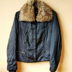 Vintage Y2K Mudd Faux Fur Long Sleeve Jacket Bomper Top Coat Jacket Women's Size L Large 