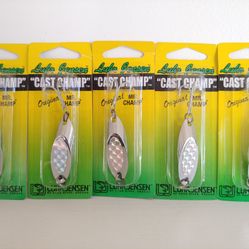 5 Packs LUHR-JENSEN Cast Champ Original Mr. Champ 1/2 oz. CHROME/SILVER PRISM SPOONS - Fishing Lures