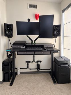 Black Electric Standing Desk with Drawers