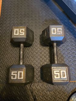 50lb Metal Hex Dumbbells