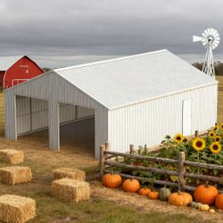 33FT x 25FT Metal Garage Barn – Reinforced Steel Structure with Dual Doors Storage Shed