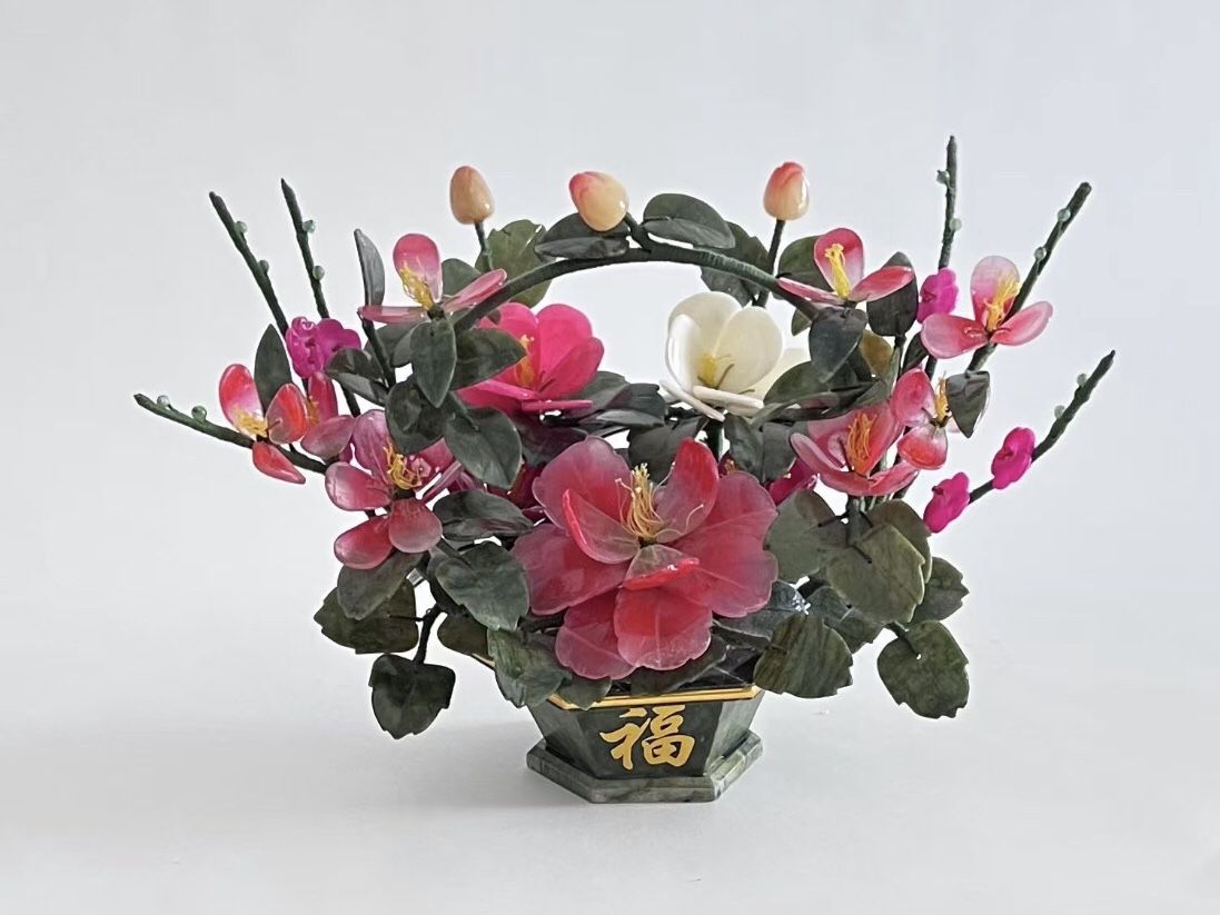 Handmade Stone Basket Flowers