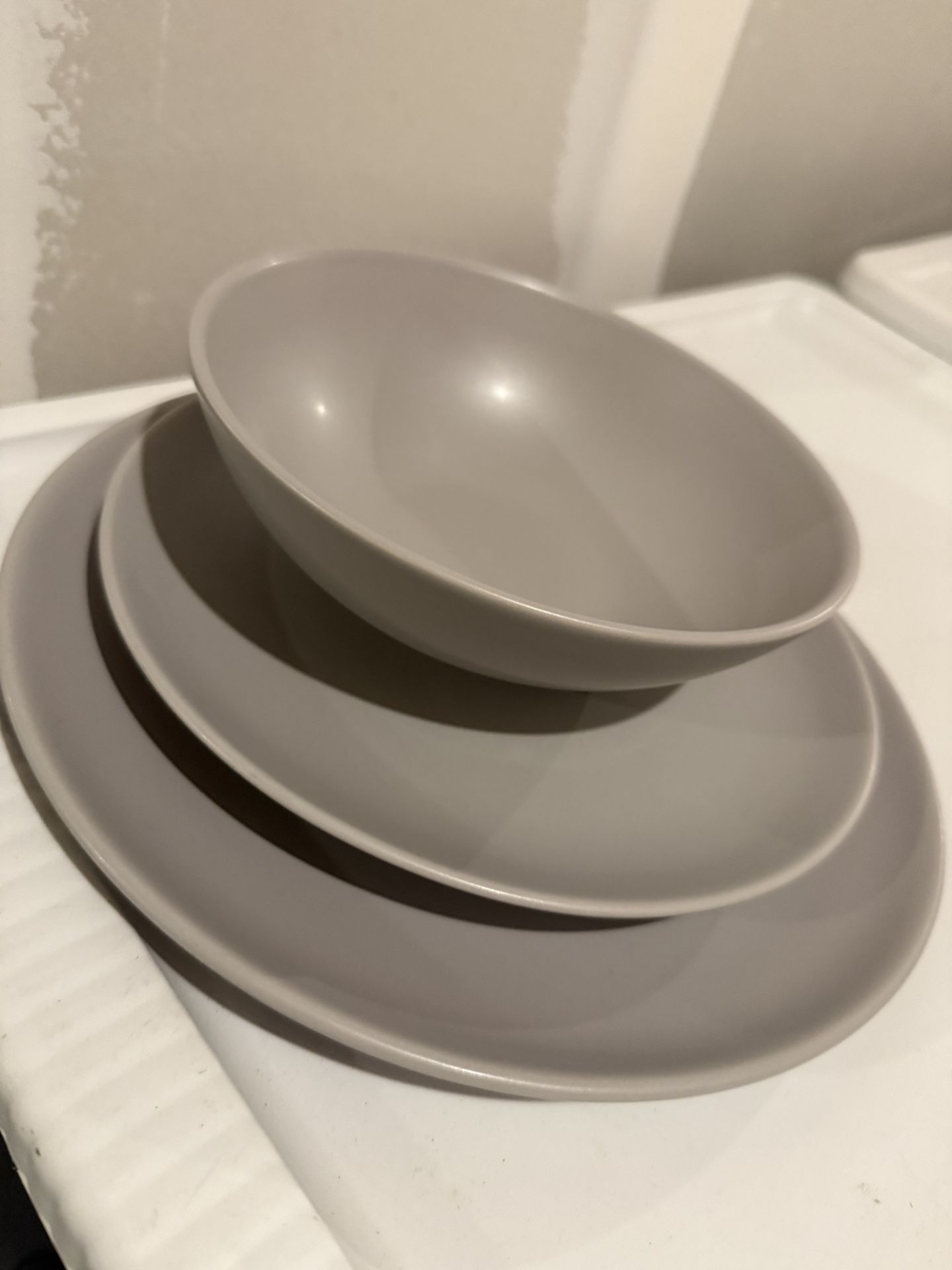 Open Kitchen By Williams Sonoma Matte Gray 16-Piece Dinnerware Set (x3)