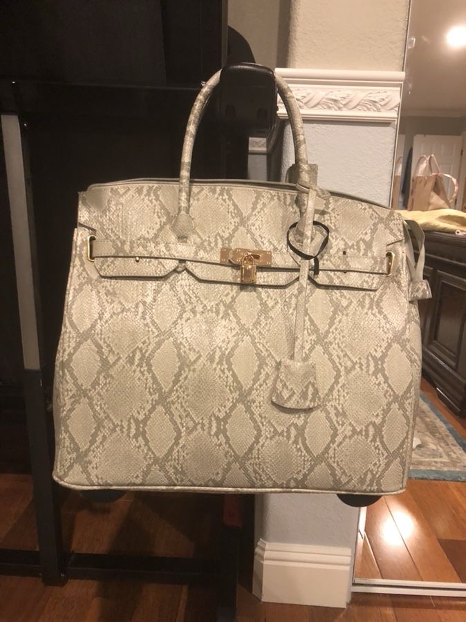 KC Jagger Madison Faux-Leather Snake-Embossed Rolling Bag