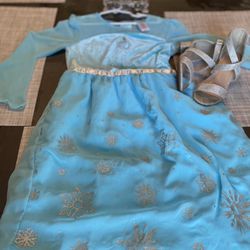 Elsa Frozen Costume Dress And Shoes Girls Size 7  Shoes Size 12