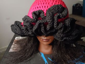 Black and Red Ruffled Hat