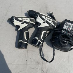 Makita Drills With Charger And Batteries 