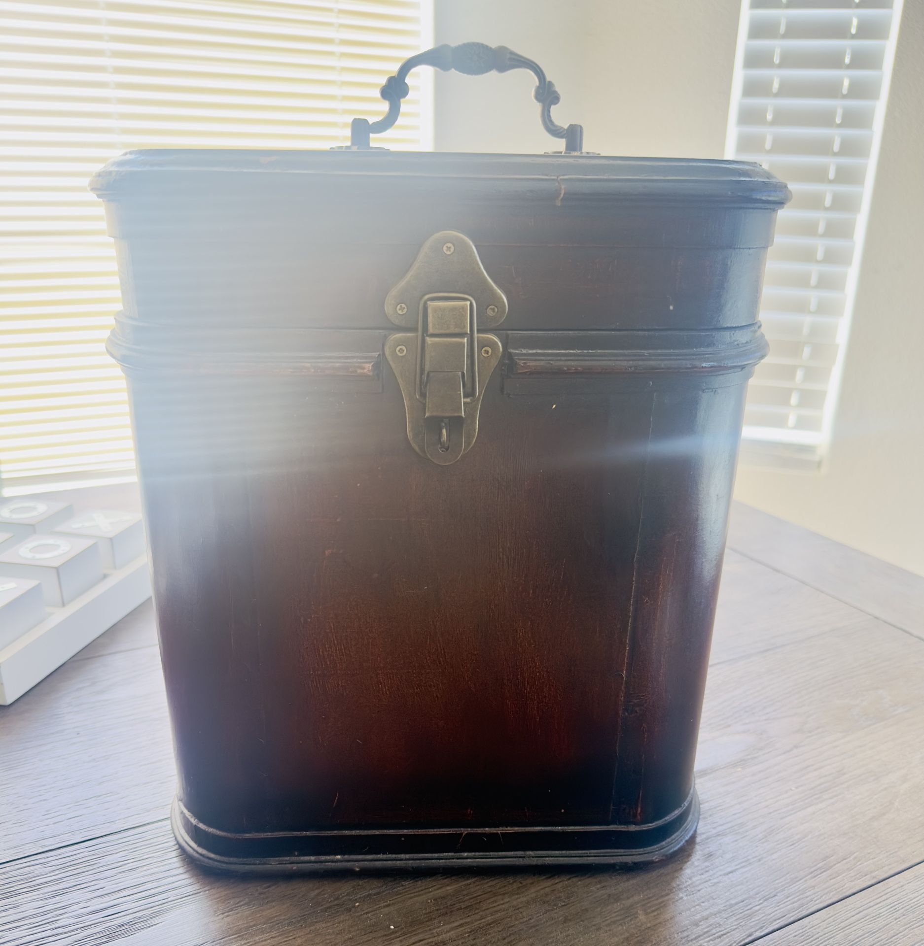 Vintage Wooden Wine Caddy With Metal Accessories
