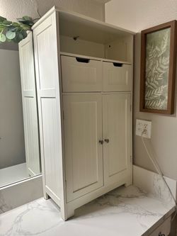 White shelving unit
