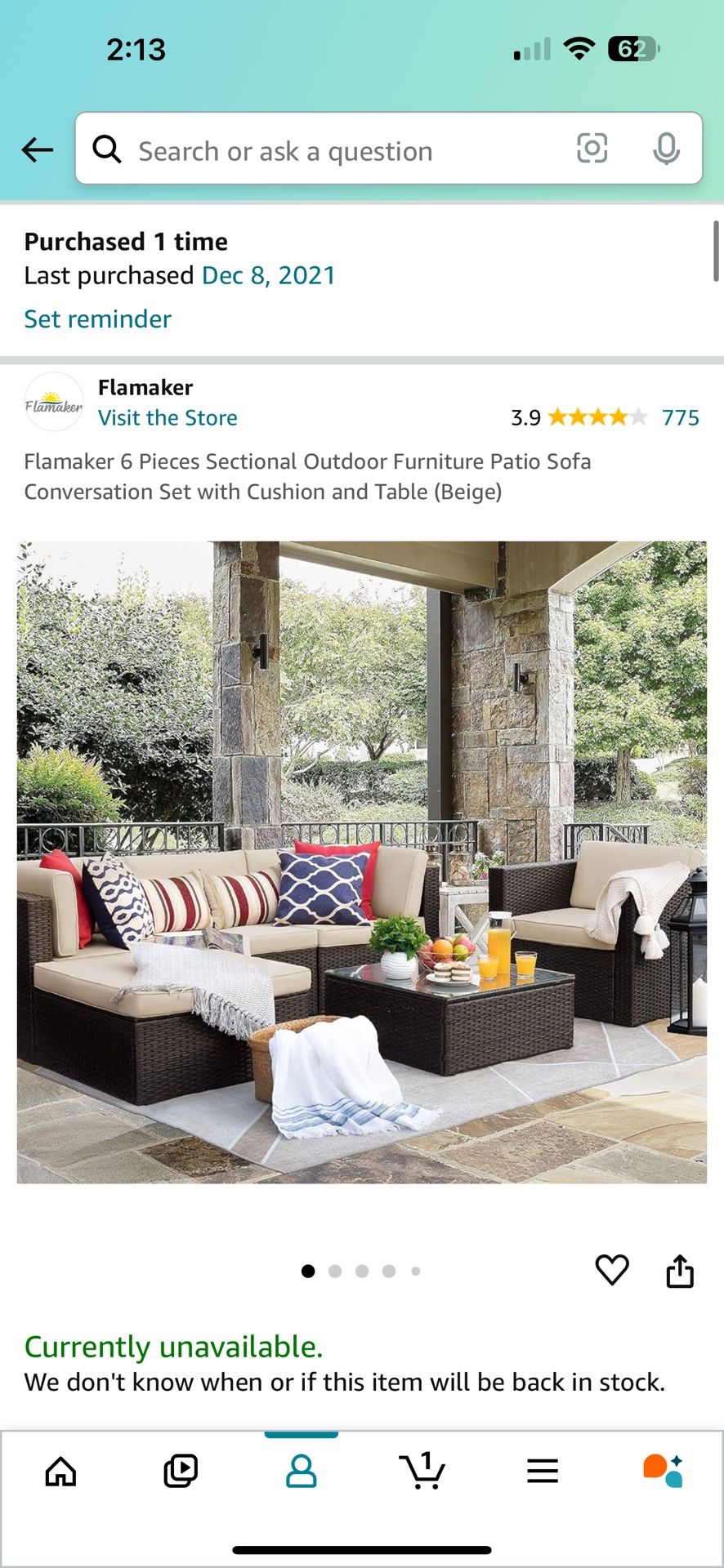6 Piece Patio Set - Rattan
