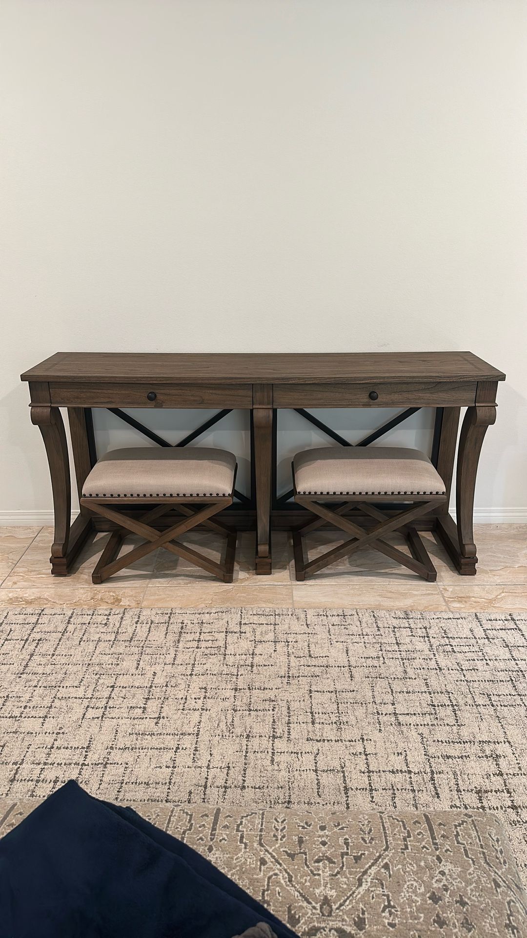 Console table and 2 Benches