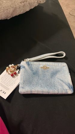 Coach denim wristlet with charms