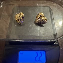 14k Heart Nug Earrings