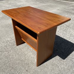 Mid Century Modern Danish Teak Side Table Magazine Rack
