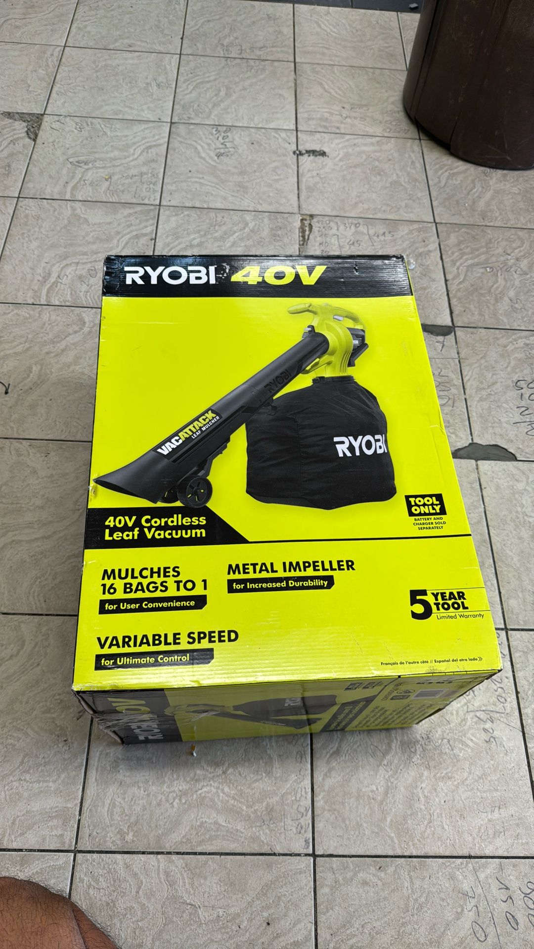 RYOBI 40V Vac Attack Cordless Battery Leaf Vacuum/Mulcher (Tool Only)