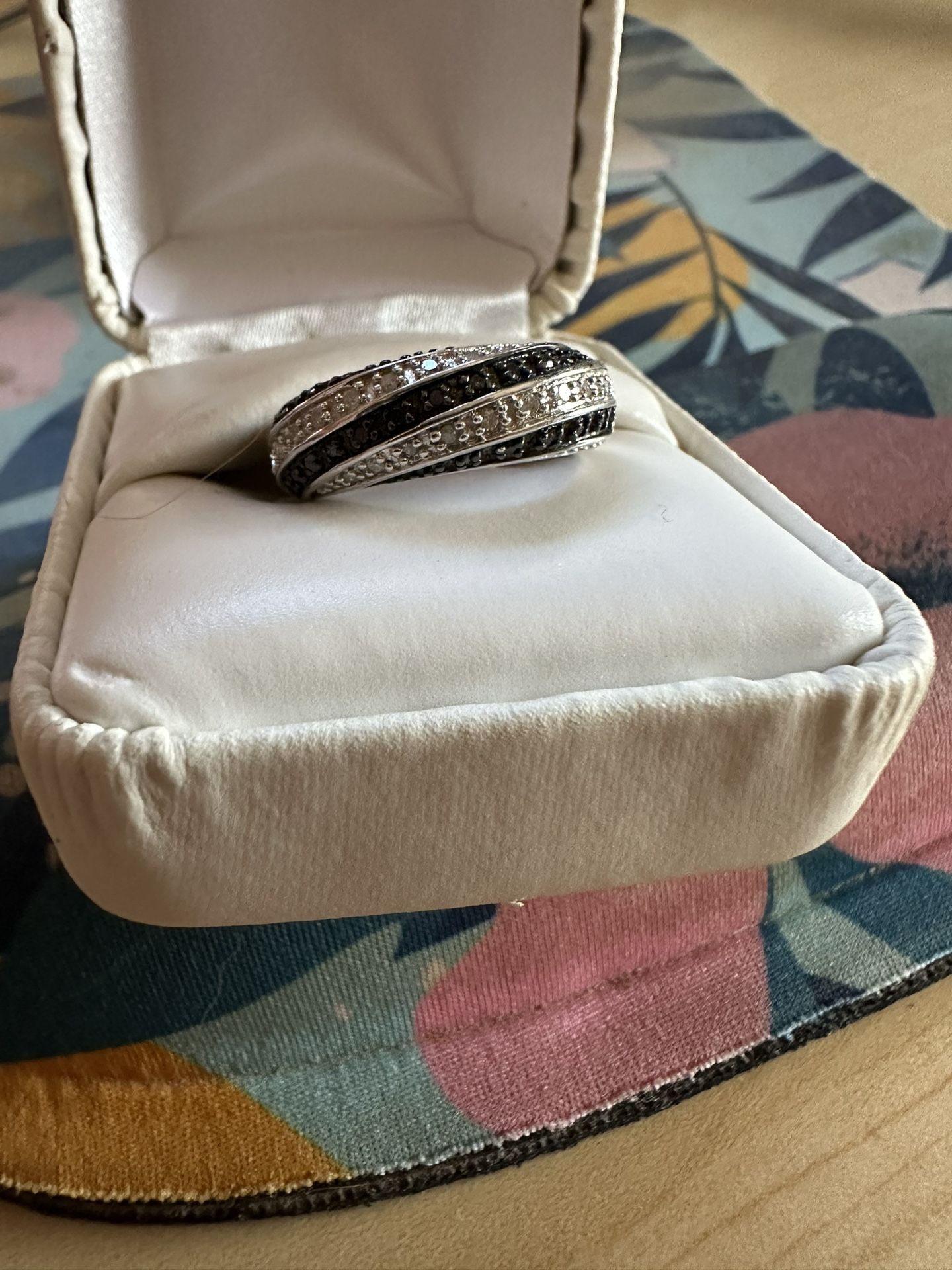 Natural 1/3 Ct Black And White Diamond Ring