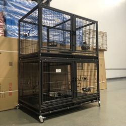  ✅ New Heavy duty Comfy Kennel Crate Cage W/ Trays & Casters 🐶Dimensions in pictures 🐶🐶