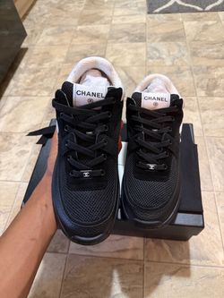 Chanel Black Mesh Lace-Up Sneakers