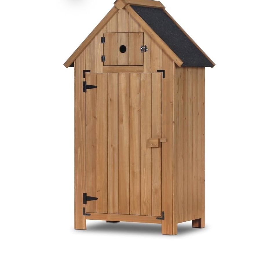 MCombo Outdoor Storage Cabinet, Small Storage Shed with 2 Removable Shelves,