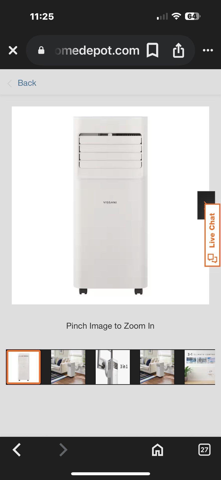 VISSANI 5000 BTU PORTABLE AIR CONDITIONER