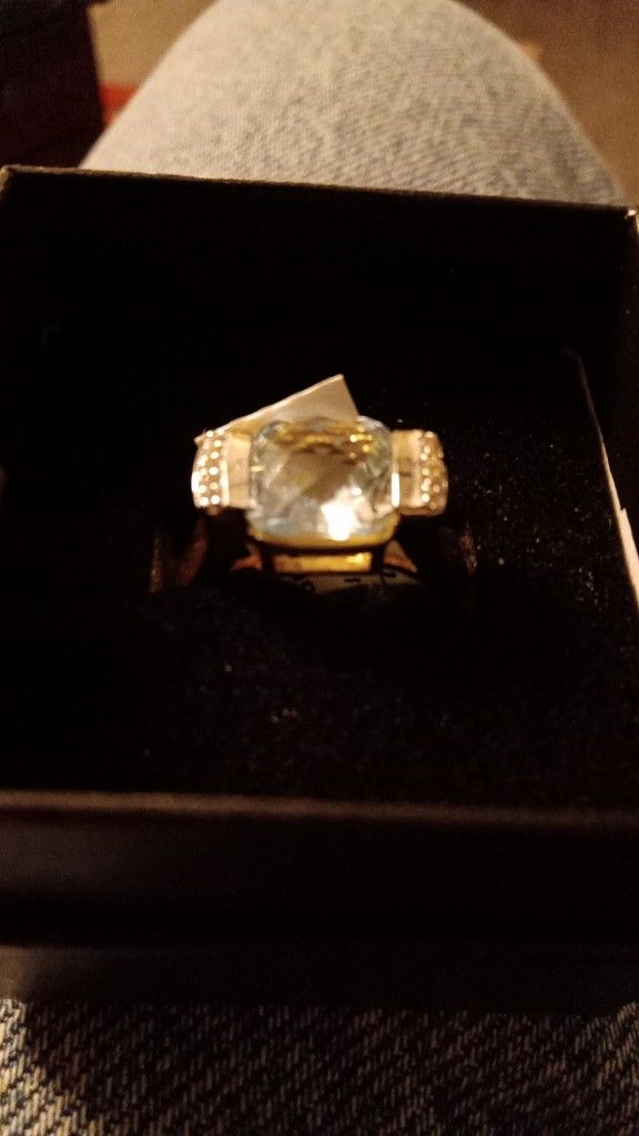 14k Gold Plated Stirling Silver Blue Topaz Ring Size 7 $100 Obo