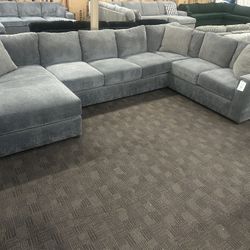 Extra Large Slate Gray Comfy Sectional 