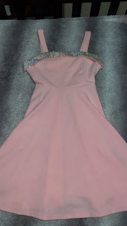 Pink Mini Dress with Rhinestone Neckline