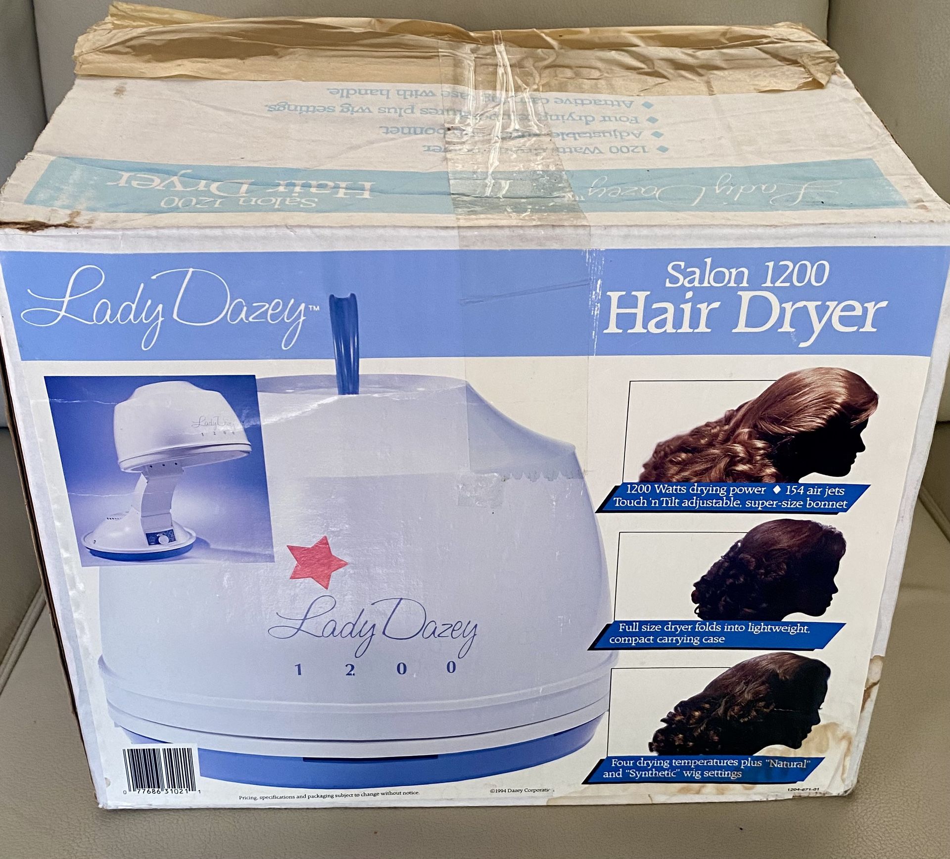 Vintage Lady Dazey Hair Dryer Portable Table Top Original Box