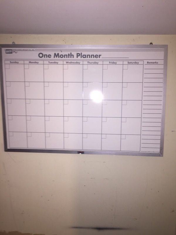 Dry/Erase Wall Hanging Monthly Planner Board