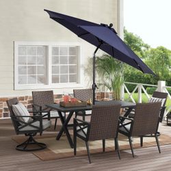 9' x 9' Navy Patio Umbrella, Crank Lift and 3 Position Tilt