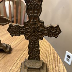 Cast iron cross - religious / goth decor - brown
