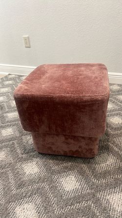 Dusty Rose Pink Upholstered Ottoman