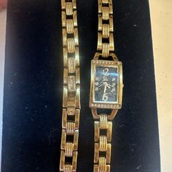Gold  And Diamond Watch And Bracelet 