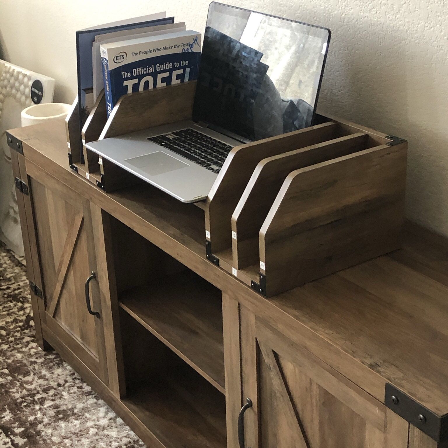 Cumputer Rustic Wood Desktop Organizer
