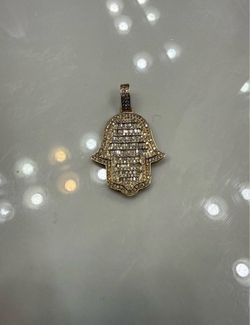 14K Gold 5.3ct Natural Diamond Hamsa Pendant