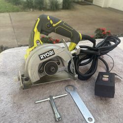 Like New Ryobi 4” Hand Held Tile Saw-TC 401-12 Amp-Tool Only- Blade Wrenches-Dry Cut/No Water Attachment 