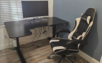 Standing Desk, Curved Monitor & Gaming Chair