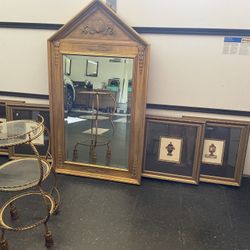 Vintage Mirror and 4 Pictures