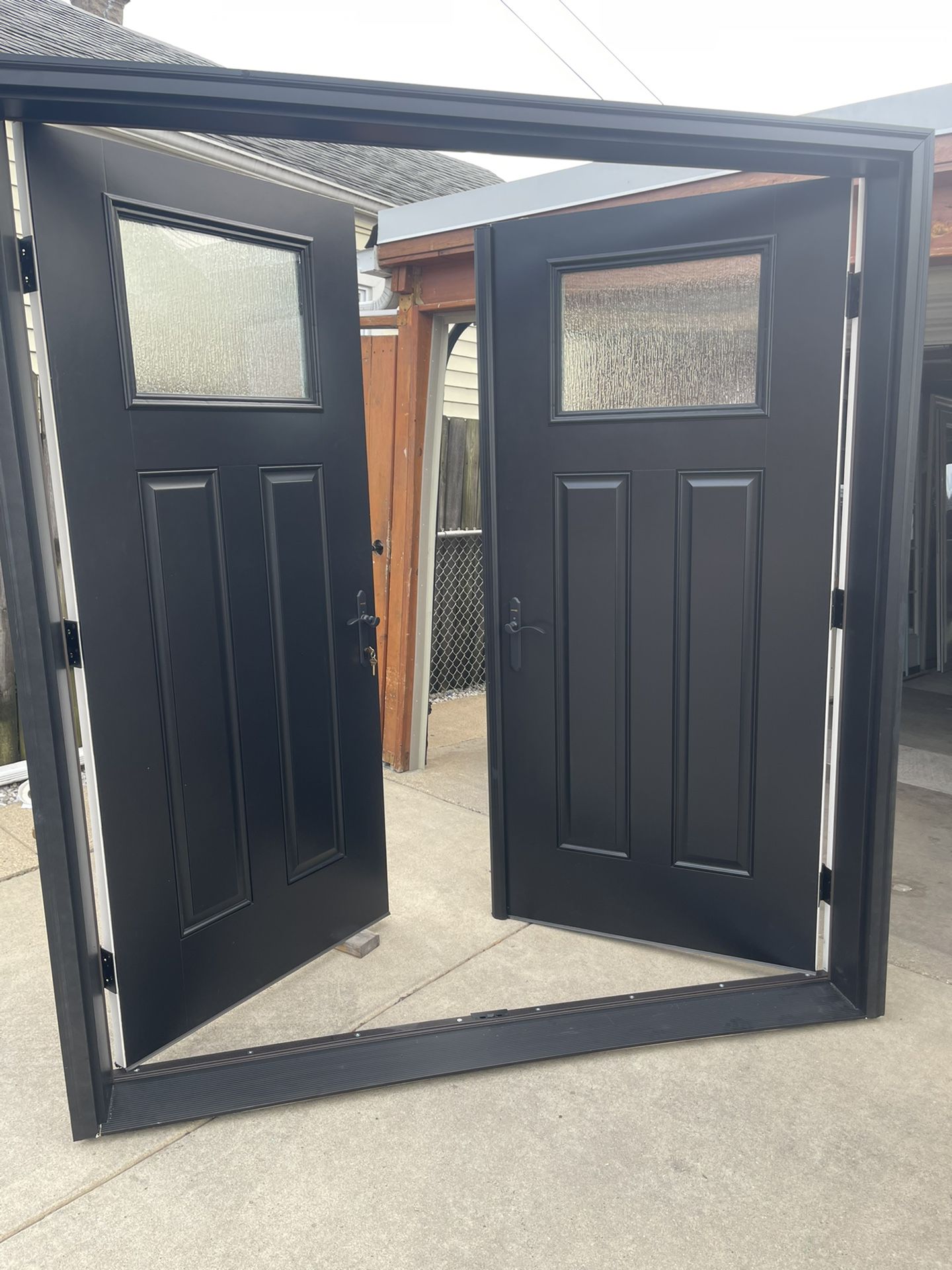 New Double Doors Fiberglass Size W74.1/4 H81.3/4 $2650 Left Hand Inswing Open First Or Patio Door New Jam Size Is 6.1/2 Inch 
