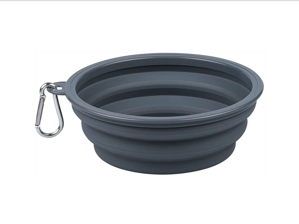 Collapsible Dog Bowl Medium 650ML Portable Dog Water Food Bowl with Clasp GRAY