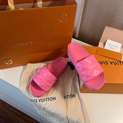 REDUCED PRICE!! OBO!!! Louis Vuitton Pink Platform Slides