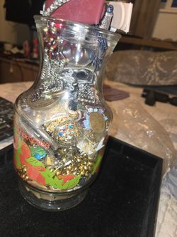 Jar Full Of Misc. Jewelry Lots Of Treasures See All Pics First Comes First