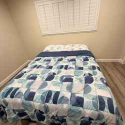 Queen Bed Frame + Brooklyn Bedding Mattress (barely Used)