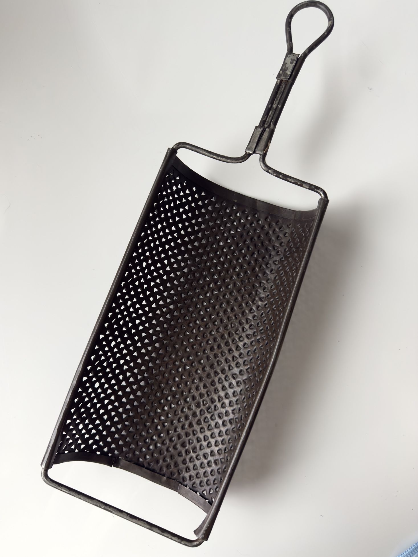 Antique, Early 1900s, Primitive, Punched Tin, Half-Round Vegetable Grater