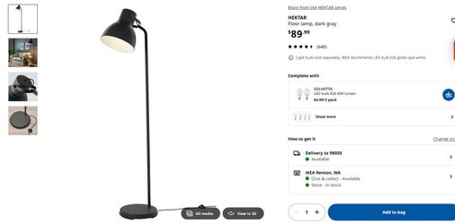 IKEA Hektar Floor Lamp Dark Grey