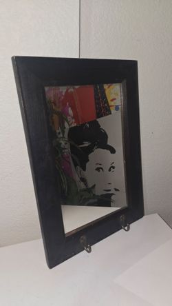 Framed Pop Art Mirror with Key Hooks