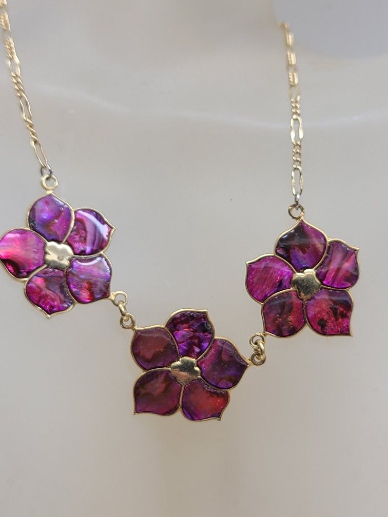 ART DECO WATERLILY RARE RED/PURPLE ABALONE 
