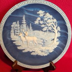 Vintage Incolay Studio "At Streams Edge" collectible plate with deer