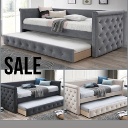 Twin Twin Grey Daybed With Ortho Mattress Included!!